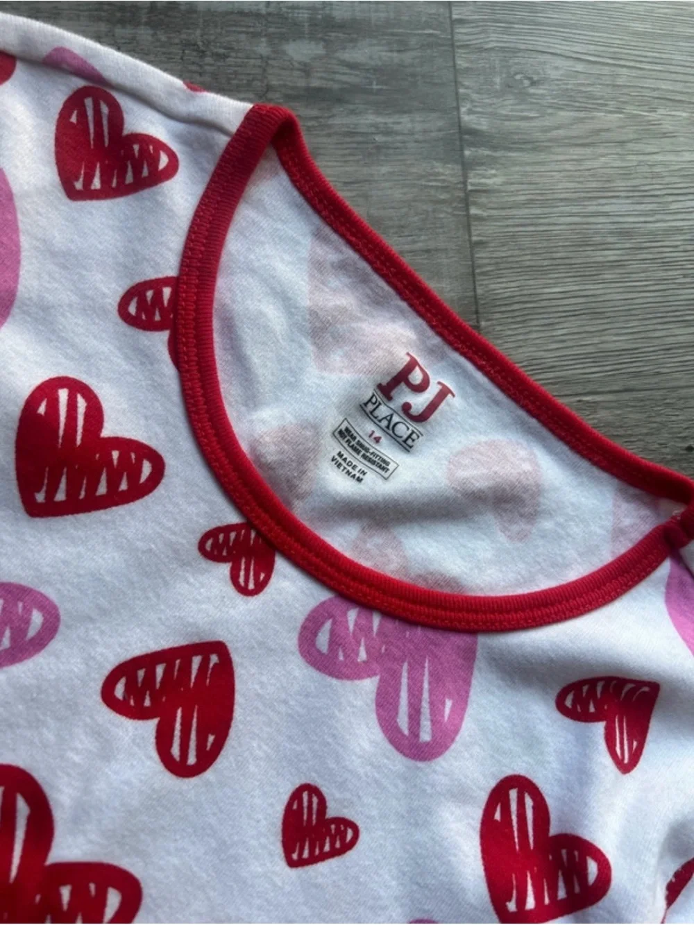 Place Kids Heart-Print Long Sleeve Pajama Set - White, Pink & Red